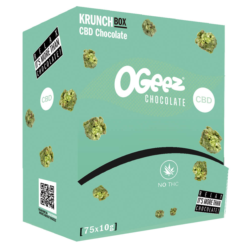 Ogeez Krunchbox 15mg CBD Cannabis Shaped Chocolate THC Free (75x10g)