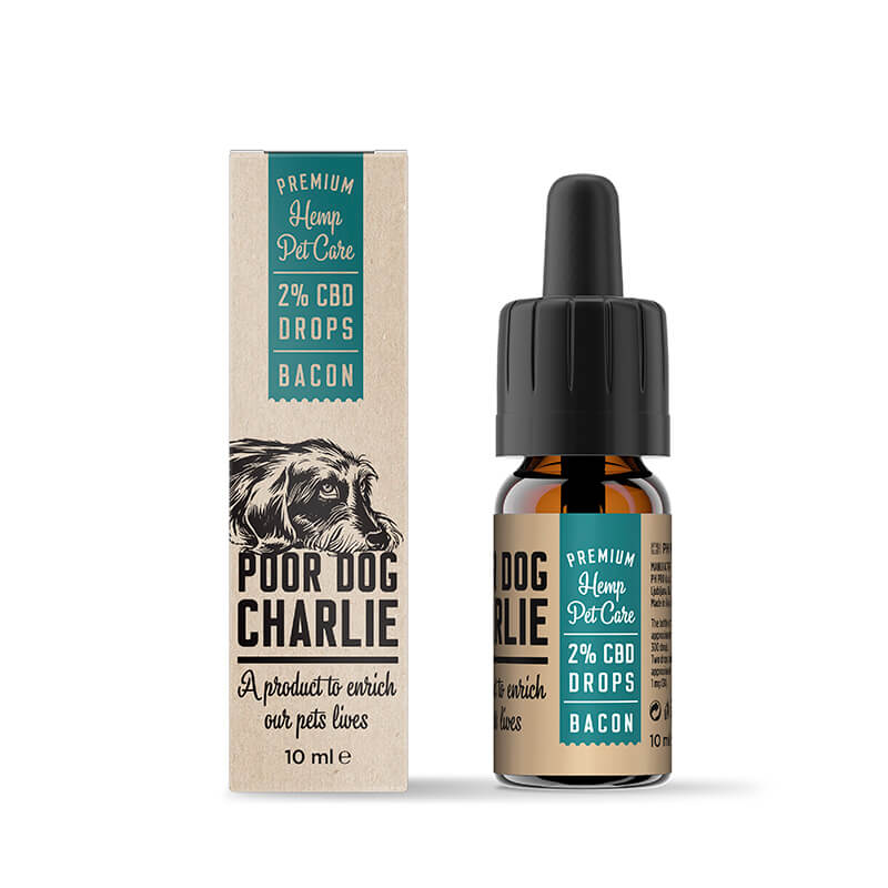 Pharma Hemp Poor Dog Charlie Drops for Dogs 2% CBD – Bacon Taste (10ml)