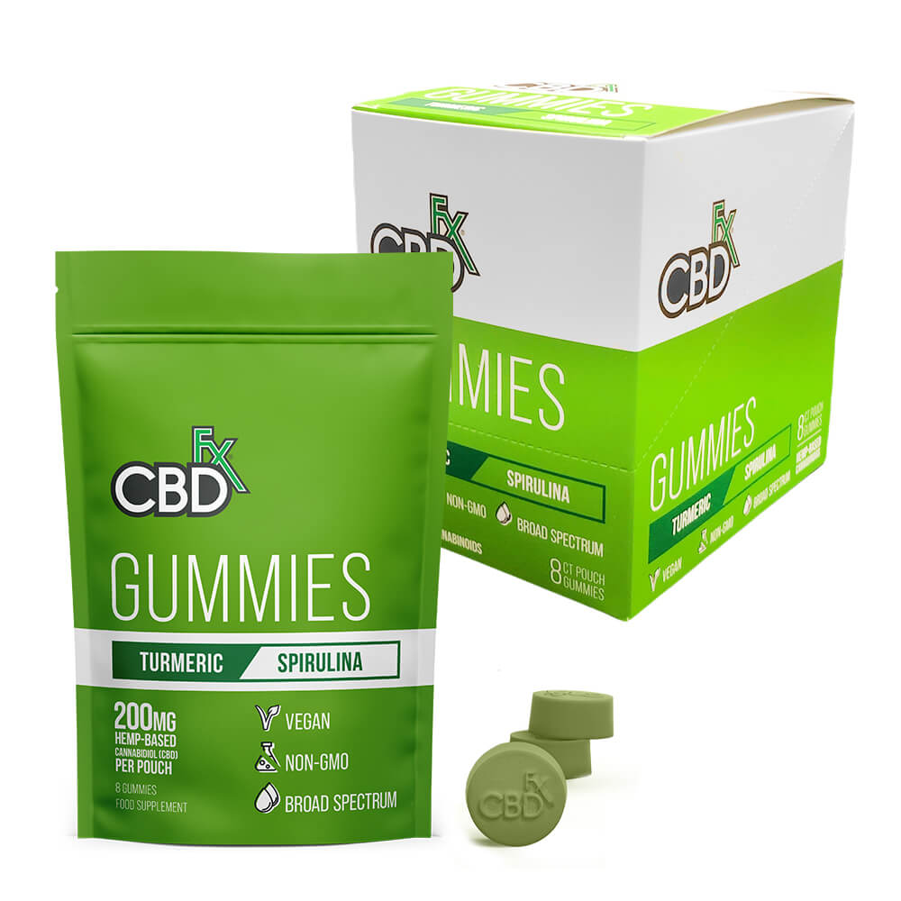 CBDfx Turmeric Spirulina 200mg CBD Vegan Gummies (10x32g)