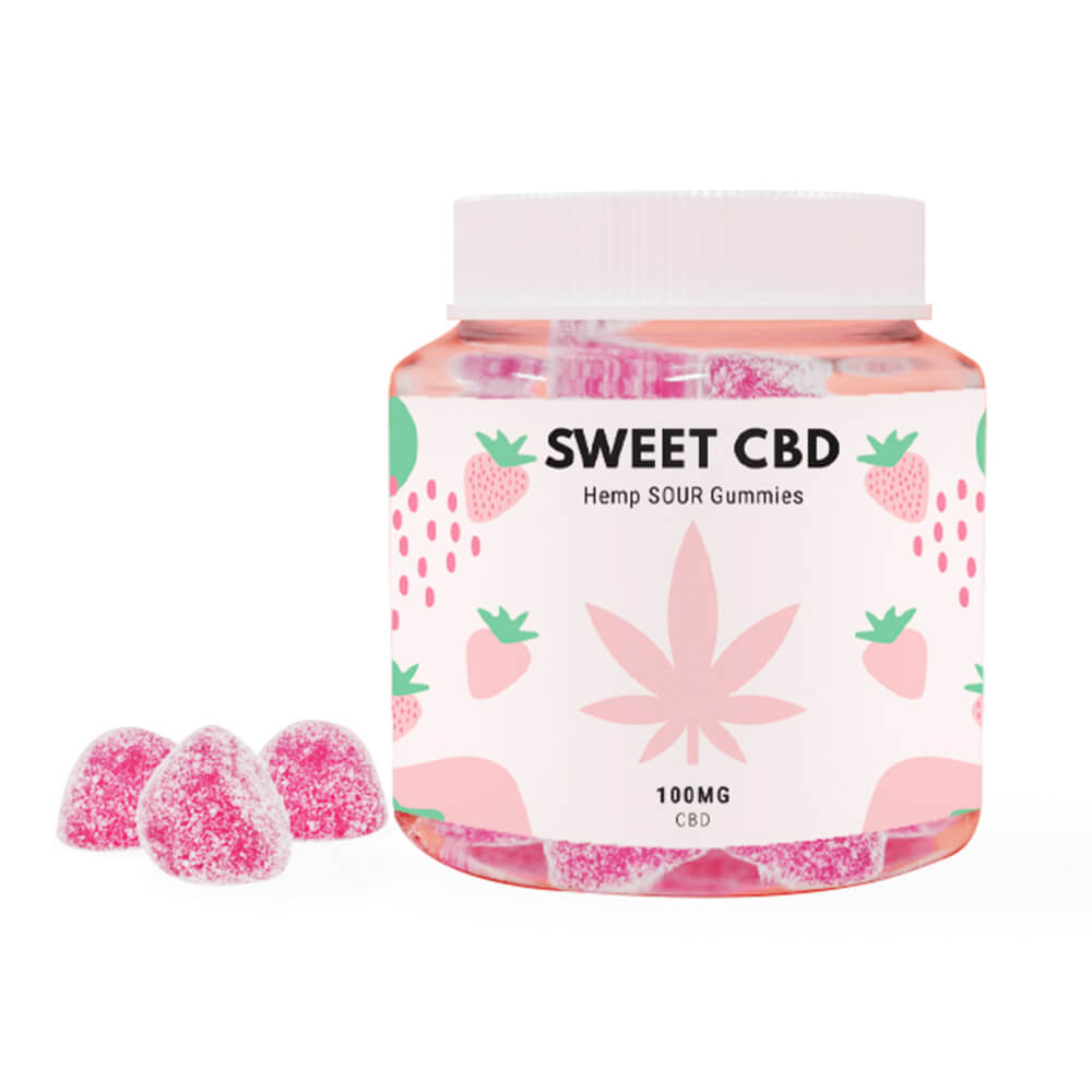 Sweet CBD 100mg Sour Strawberry Gummies (60g)