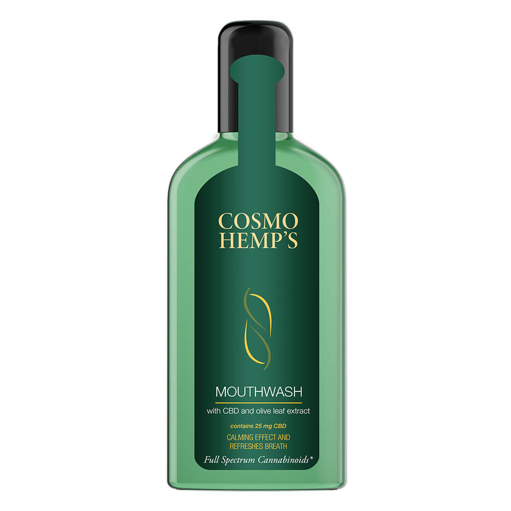 Cosmo’s Hemp Mouthwash 25mg CBD and Olive Oil Leaf Extract (75ml)