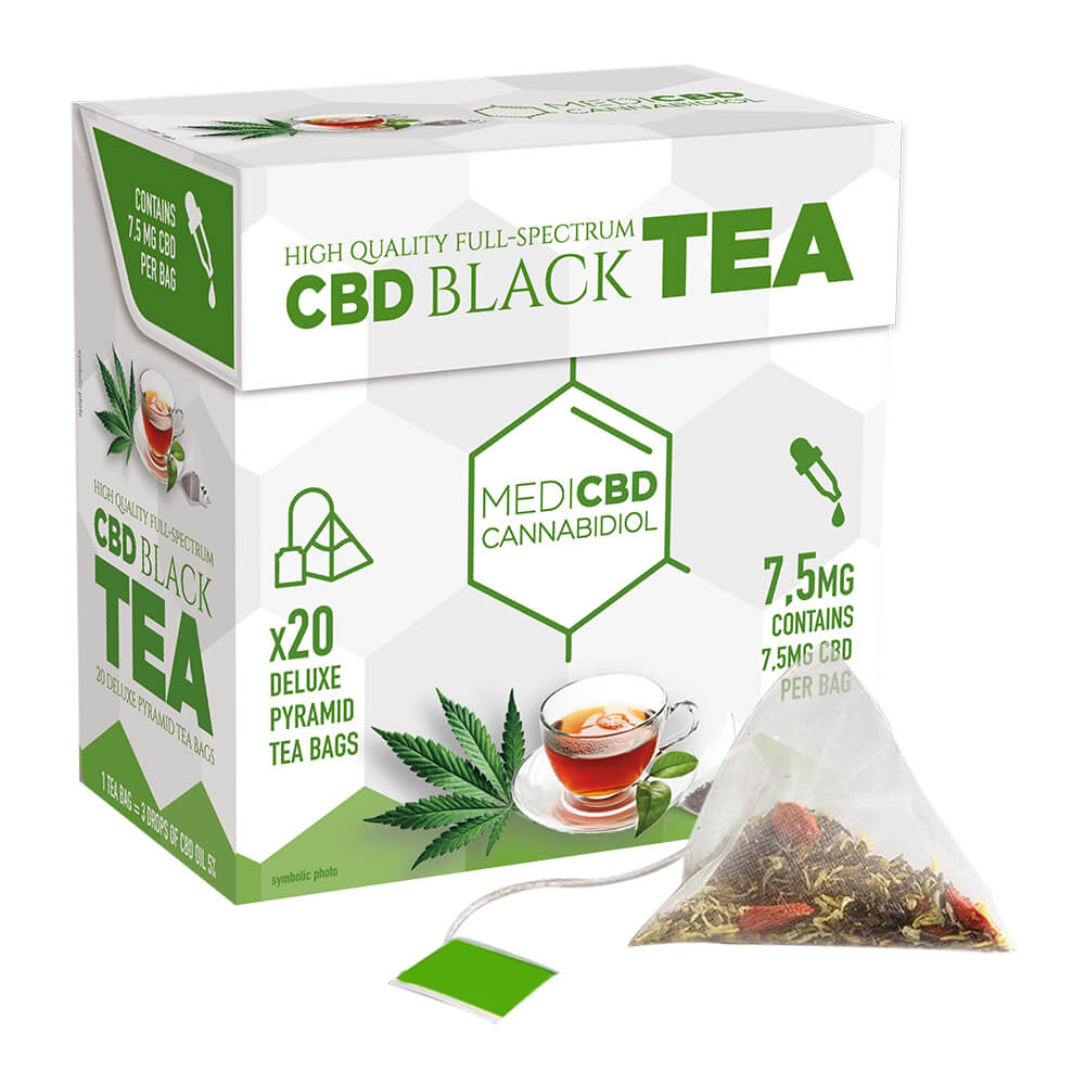 MediCBD Cannabis Black Tea THC Free 7.5mg CBD (10packs/display)