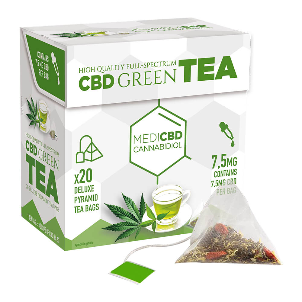 MediCBD Green Tea THC Free 7.5mg CBD (10packs/display)