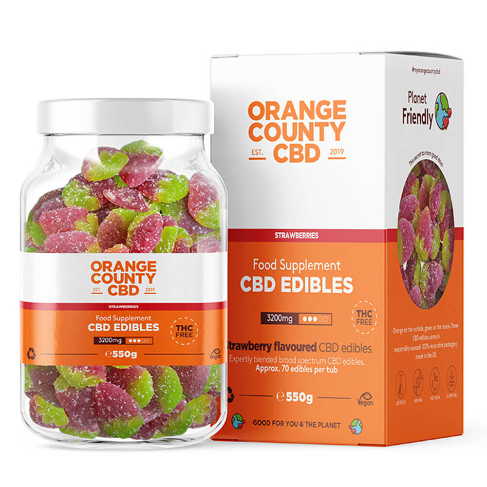 Orange County CBD Large Tube Gummies Strawberries 3200mg CBD 550g