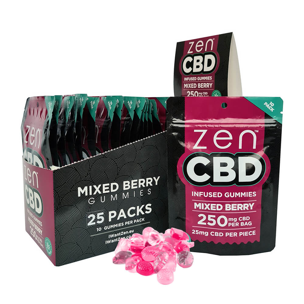 Zen CBD Mixed Berry Gummies 250mg per Bag (10pcs/display)